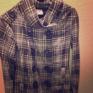 Plaid pea coat